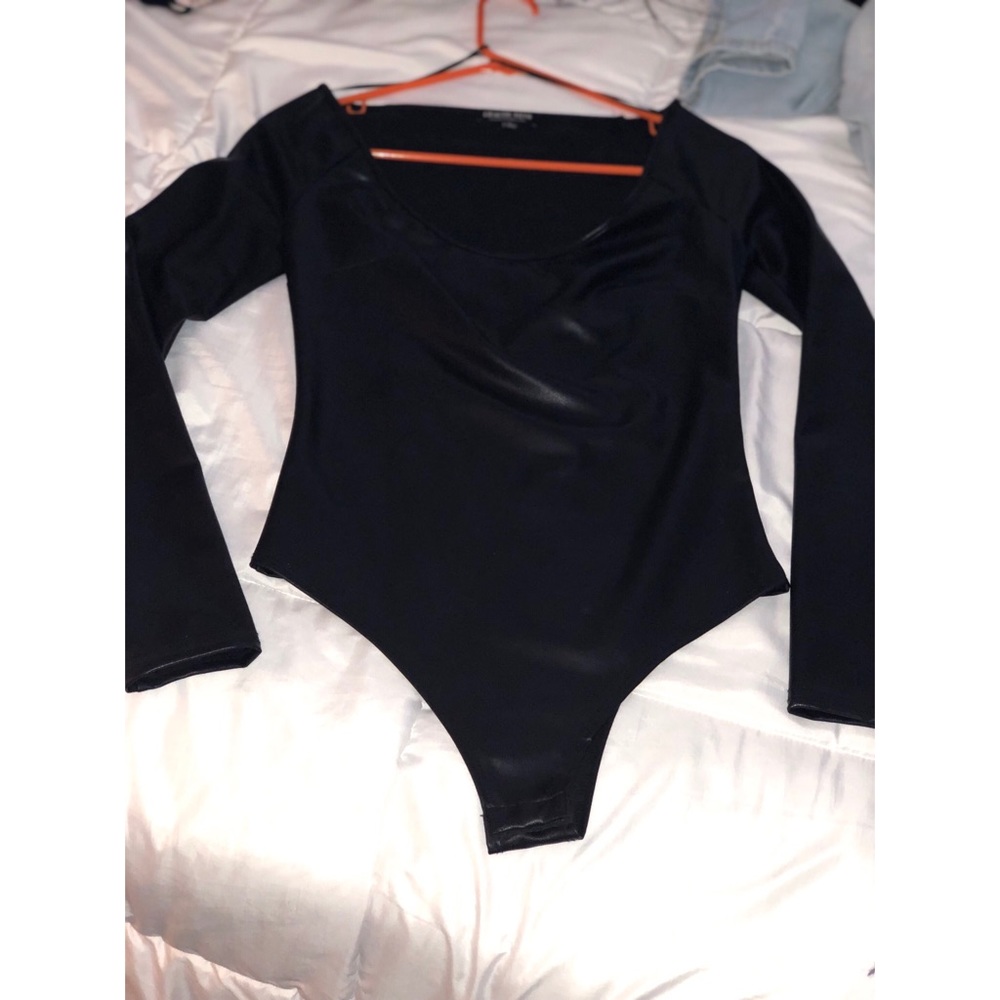 Black leather one piece